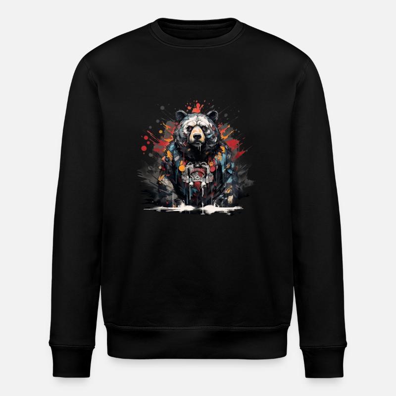 Roaring Bear. Graffiti-style strength. - Stanley/Stella ROLLER Unisex Organic Sweatshirt - black