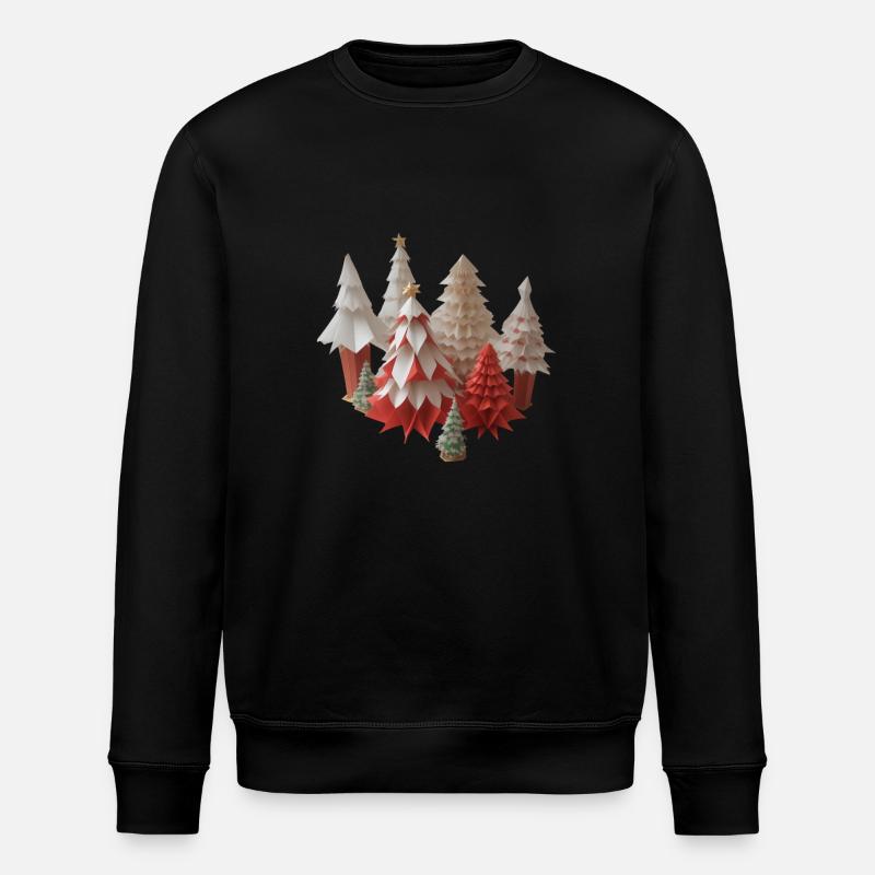 Origami-Weihnachtswaldszene - Stanley/Stella Unisex Bio-Sweatshirt ROLLER - Schwarz