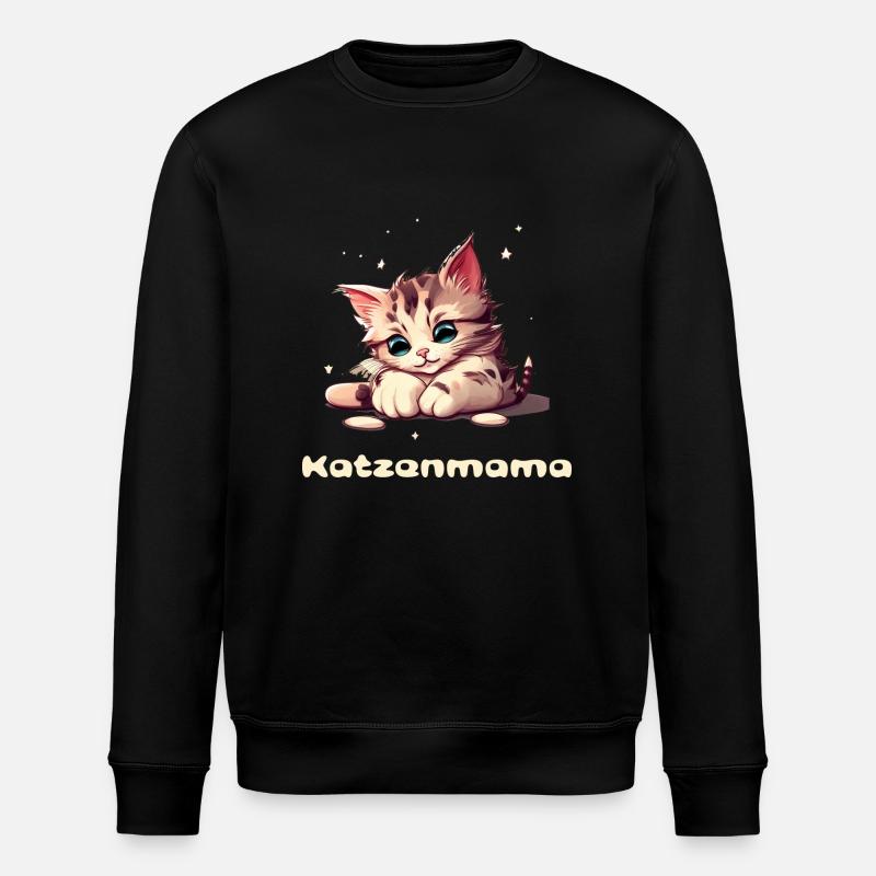 Cat Mom Cute Kitten - Stanley/Stella ROLLER Unisex Organic Sweatshirt - black