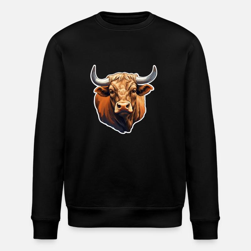 Stier braun-rot - Stanley/Stella Unisex Bio-Sweatshirt ROLLER - Schwarz