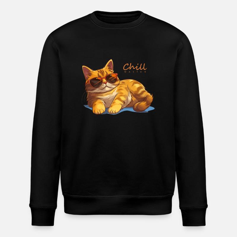 Chill Master Cat - Stanley/Stella Unisex Bio-Sweatshirt ROLLER - Schwarz
