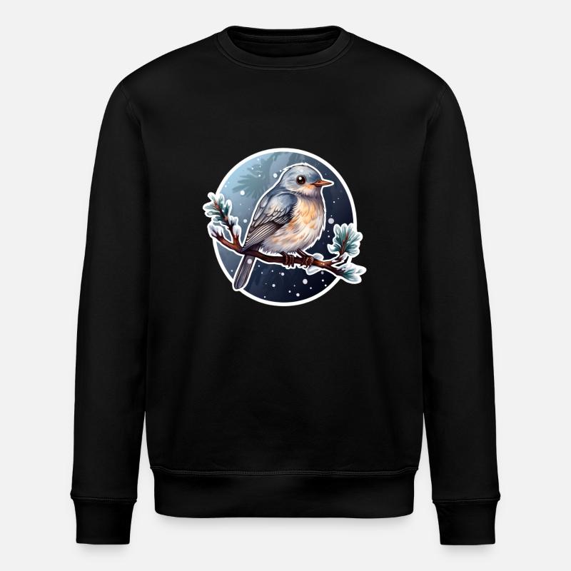 Niedlicher Vogel im Winter - Stanley/Stella Unisex Bio-Sweatshirt ROLLER - Schwarz