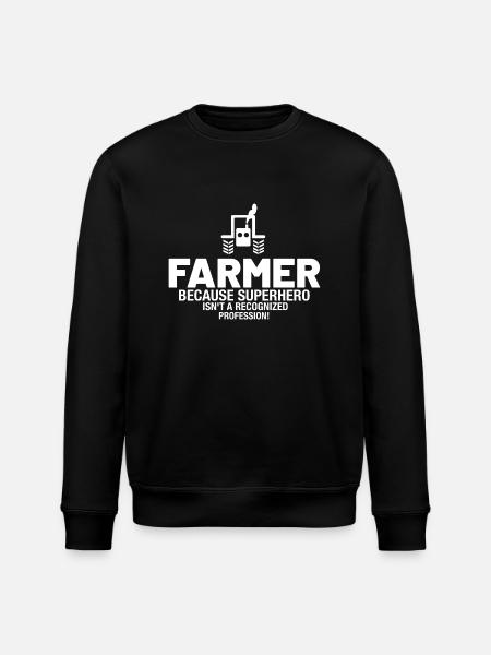 Farmer - Because superhero - Stanley/Stella ROLLER Unisex Organic Sweatshirt - black