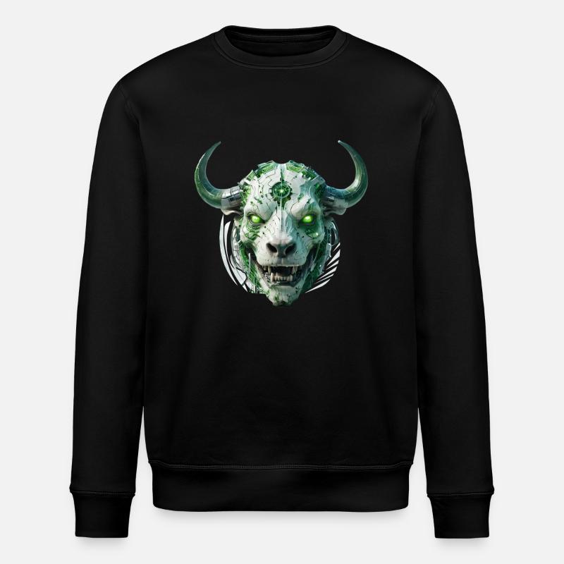 cyber bull scull - Stanley/Stella Unisex Bio-Sweatshirt ROLLER - Schwarz