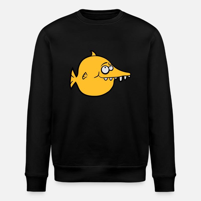 thick round funny comic fish - Stanley/Stella ROLLER Unisex Organic Sweatshirt - black