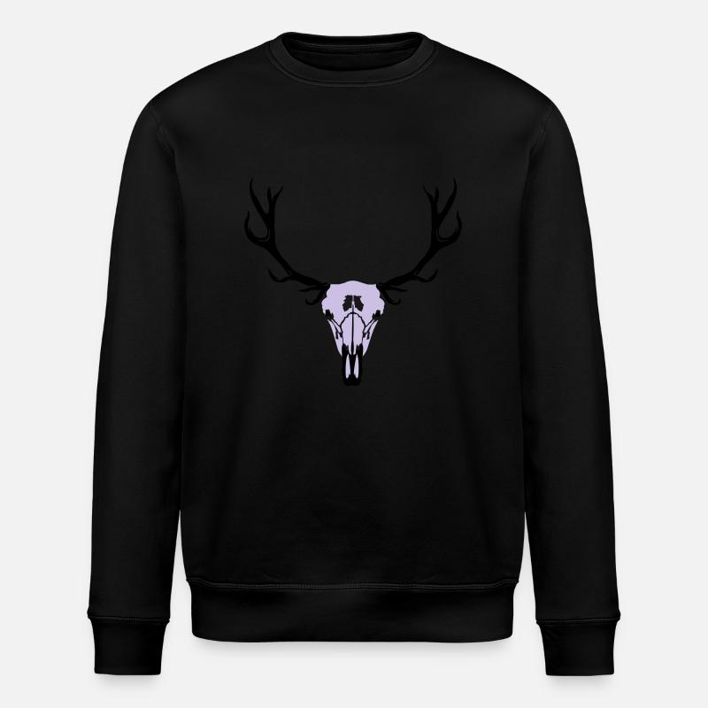 Hirschgeweih und Schädel - Stanley/Stella Unisex Bio-Sweatshirt ROLLER - Schwarz