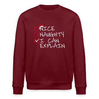 Nice naughty i can explain - Stanley/Stella Unisex Bio-Sweatshirt ROLLER - Burgunderrot - Vorne - Nik (191cm)