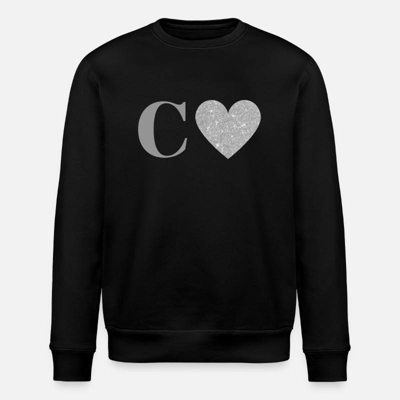 Buchstabe c silbernes Herz - Stanley/Stella Unisex Bio-Sweatshirt ROLLER - Schwarz