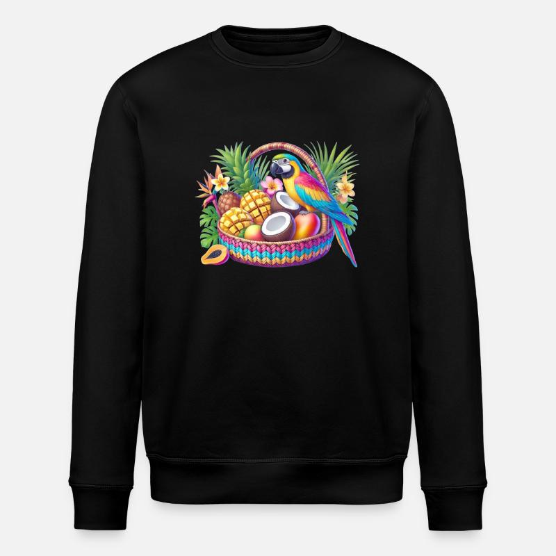 Fruit basket with parrot - Stanley/Stella ROLLER Unisex Organic Sweatshirt - black