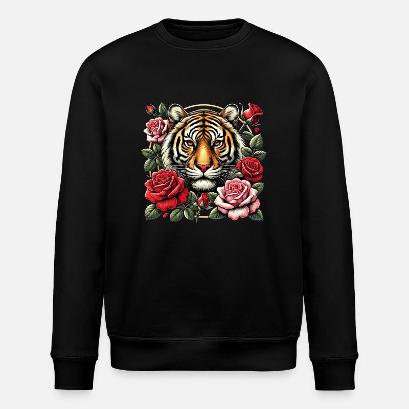 Tigre et roses - Sweat bio ROLLER Stanley/Stella Unisexe - noir