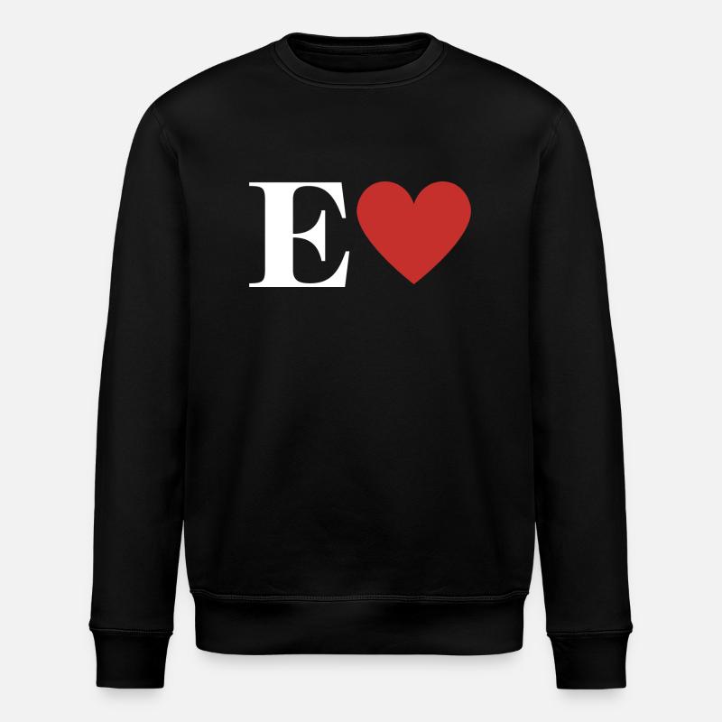 Letter e red heart - Stanley/Stella ROLLER Unisex Organic Sweatshirt - black