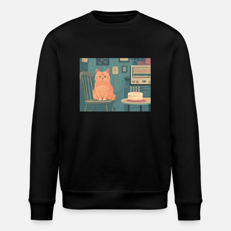 Happy Birthday cat - Stanley/Stella Unisex Bio-Sweatshirt ROLLER - Schwarz