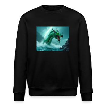 Jiao, stürmischer Wasserdrache der chinesischen Mythologie - Stanley/Stella Unisex Bio-Sweatshirt ROLLER - Schwarz - Vorne - Nik (191cm)