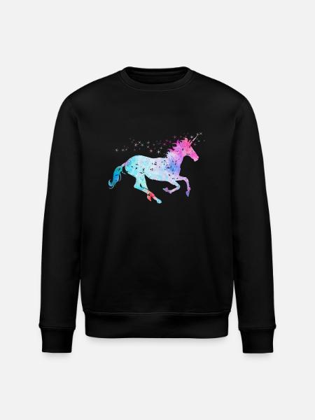 Einhorn mit Glitzer - Stanley/Stella Unisex Bio-Sweatshirt ROLLER - Schwarz