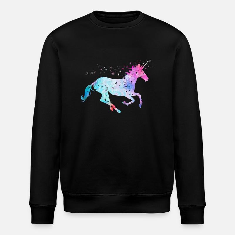 Einhorn mit Glitzer - Stanley/Stella Unisex Bio-Sweatshirt ROLLER - Schwarz