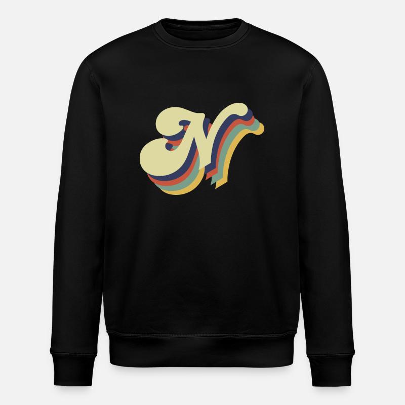 Lettre n rétro - Sweat bio ROLLER Stanley/Stella Unisexe - noir