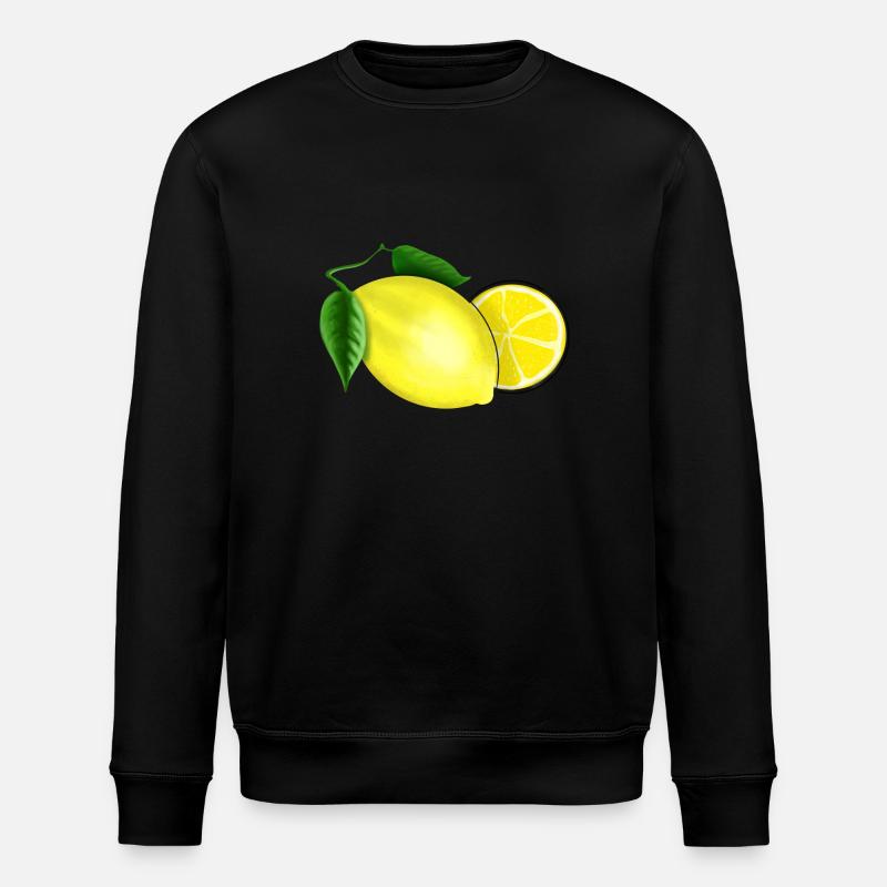 Citron frais avec feuille - Sweat bio ROLLER Stanley/Stella Unisexe - noir