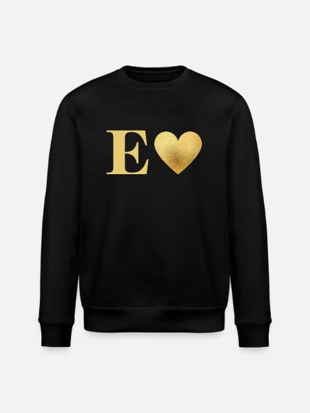 Letter e golden heart - Stanley/Stella ROLLER Unisex Organic Sweatshirt - black