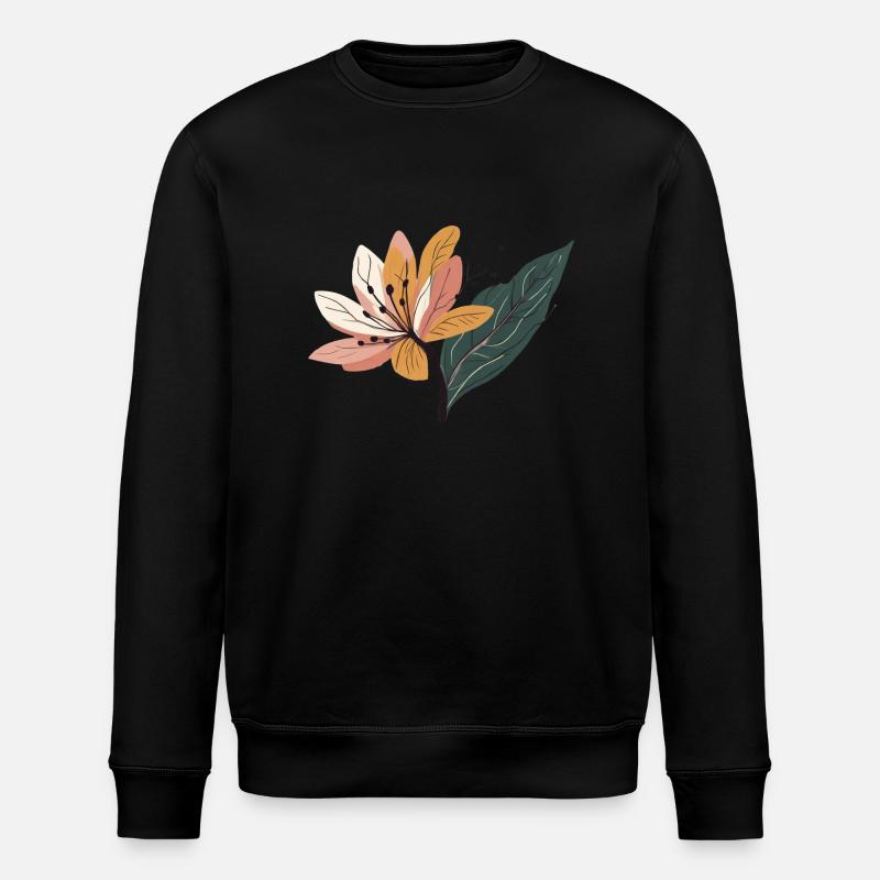Blume Lilie minimalistisch - Stanley/Stella Unisex Bio-Sweatshirt ROLLER - Schwarz