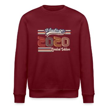 Original 2020 Vintage edition Retro Birthday - Stanley/Stella ROLLER Unisex Organic Sweatshirt - burgundy - Front - Nik (191cm)