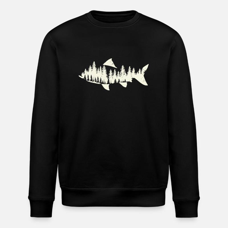 Fish & Mountain Forest - Stanley/Stella ROLLER Unisex Organic Sweatshirt - black