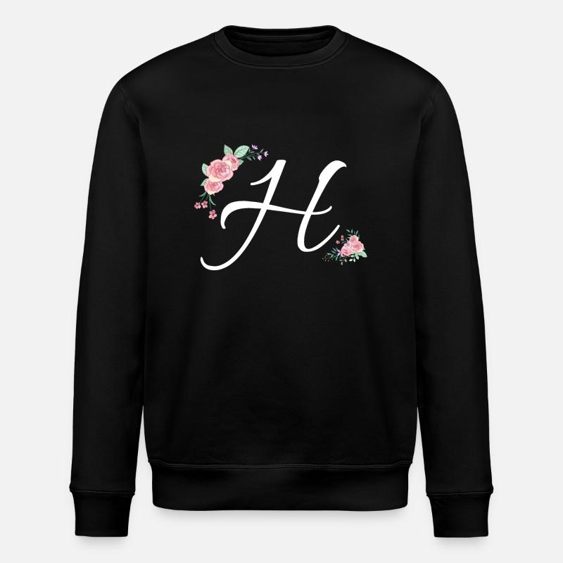 Lettre h fleurs - Sweat bio ROLLER Stanley/Stella Unisexe - noir