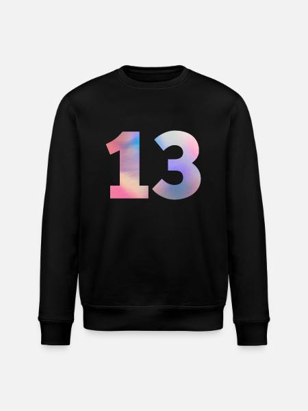 Colorful Number 13 - Stanley/Stella ROLLER Unisex Organic Sweatshirt - black