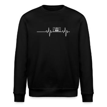 Heartbeat Cassette Tape Mixtape Retro - Stanley/Stella ROLLER Unisex Organic Sweatshirt - black - Front - Nik (191cm)