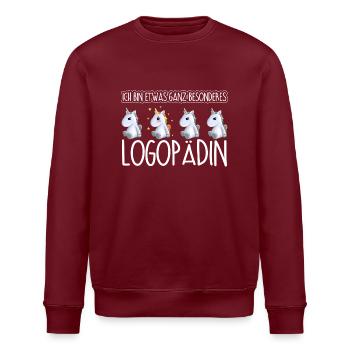 LOGOPÄDIN - Toll - Stanley/Stella Unisex Bio-Sweatshirt ROLLER - Burgunderrot - Vorne - Nik (191cm)