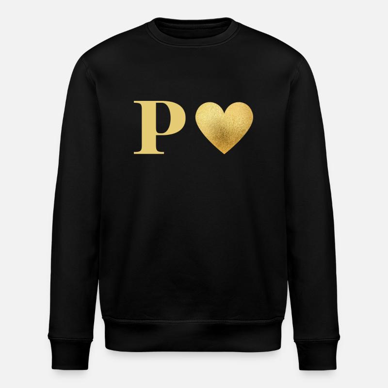 Lettre p cœur doré - Sweat bio ROLLER Stanley/Stella Unisexe - noir