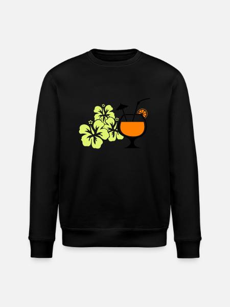Hawaiian Hibiscus Cocktail - Stanley/Stella ROLLER Unisex Organic Sweatshirt - black