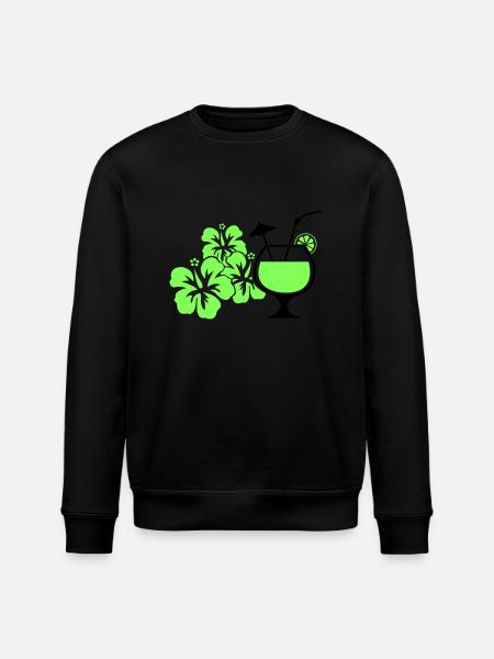 Hawaiian Hibiscus Cocktail - Stanley/Stella ROLLER Unisex Organic Sweatshirt - black