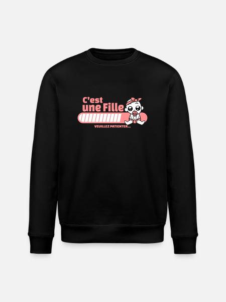 annonce grossesse - c'est une fille - Sweat bio ROLLER Stanley/Stella Unisexe - noir