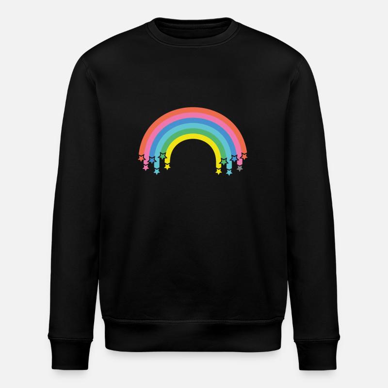Regenbogen mit Sternen - Stanley/Stella Unisex Bio-Sweatshirt ROLLER - Schwarz