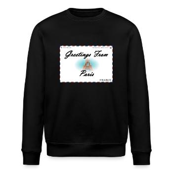 Souvenir postcard of Paris - Stanley/Stella ROLLER Unisex Organic Sweatshirt - black - Front - Nik (191cm)