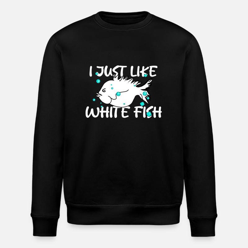 White Fish Quote - Stanley/Stella ROLLER Unisex Organic Sweatshirt - black