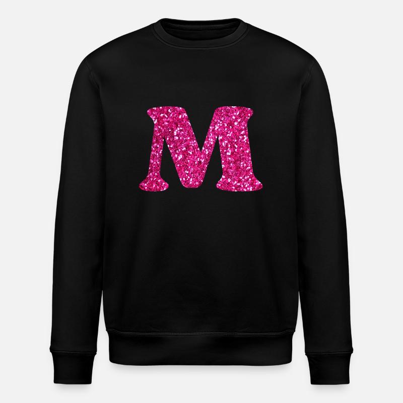 Lettre m rose pailleté - Sweat bio ROLLER Stanley/Stella Unisexe - noir