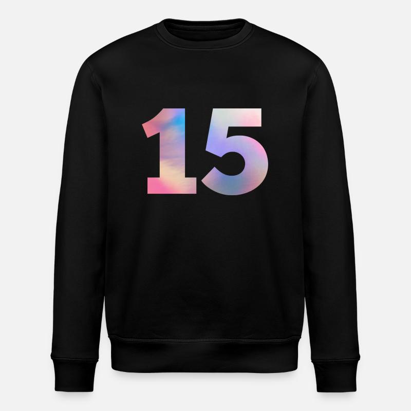 Bunte Zahl 15 - Stanley/Stella Unisex Bio-Sweatshirt ROLLER - Schwarz