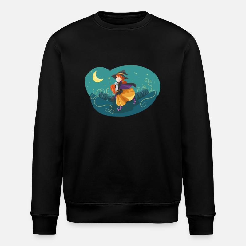 Hexe Nacht Mond Katze - Stanley/Stella Unisex Bio-Sweatshirt ROLLER - Schwarz