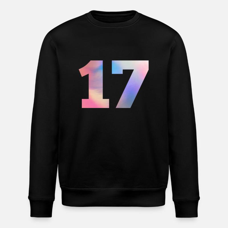 Bunte Zahl 17 - Stanley/Stella Unisex Bio-Sweatshirt ROLLER - Schwarz