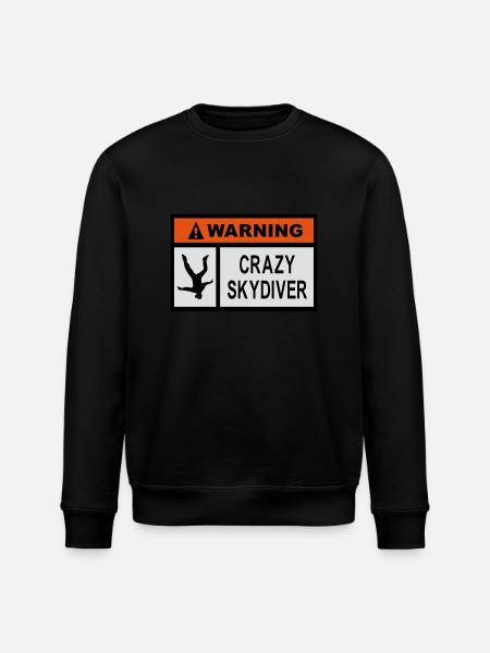 Warning Crazy Skydiver - Stanley/Stella ROLLER Unisex Organic Sweatshirt - black