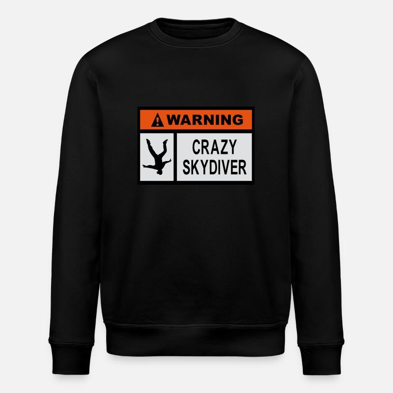 Warnung Verrückter Skydiver - Stanley/Stella Unisex Bio-Sweatshirt ROLLER - Schwarz