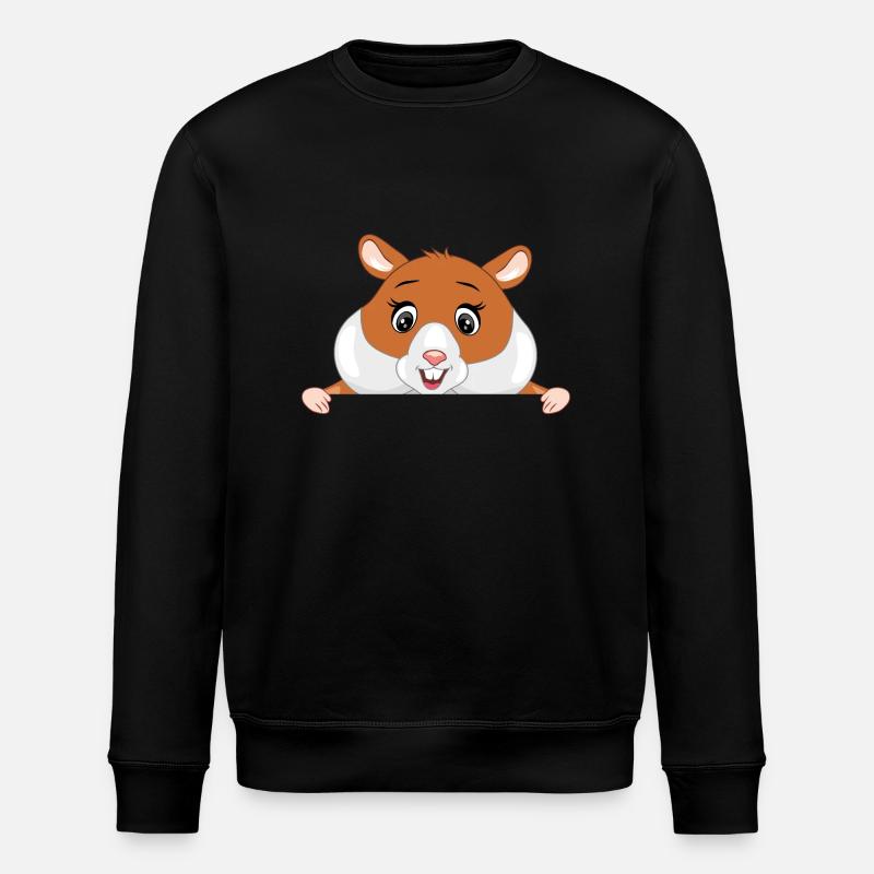 Happy peeking hamster - Stanley/Stella ROLLER Unisex Organic Sweatshirt - black