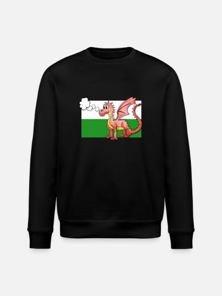 Puffing Welsh Dragon - Gregory - Stanley/Stella ROLLER Unisex Organic Sweatshirt - black