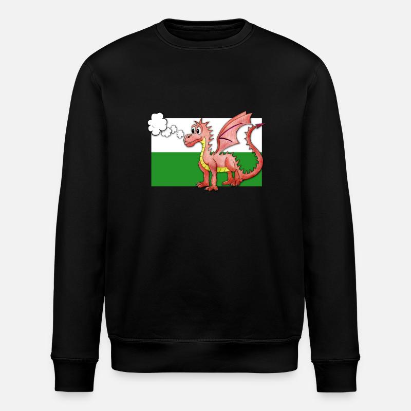 Puffing Welsh Dragon - Gregory - Stanley/Stella ROLLER Unisex Organic Sweatshirt - black