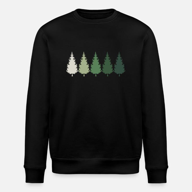 Wald Retro Baum Bäume - Stanley/Stella Unisex Bio-Sweatshirt ROLLER - Schwarz