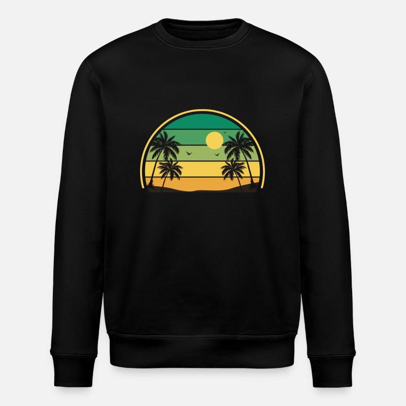 Retro Summer Sunset - Stanley/Stella ROLLER Unisex Organic Sweatshirt - black