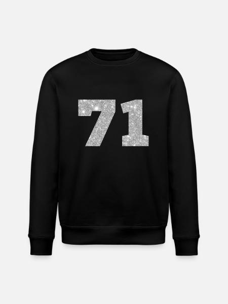 71 Silver Glitter - 71st Birthday - Stanley/Stella ROLLER Unisex Organic Sweatshirt - black