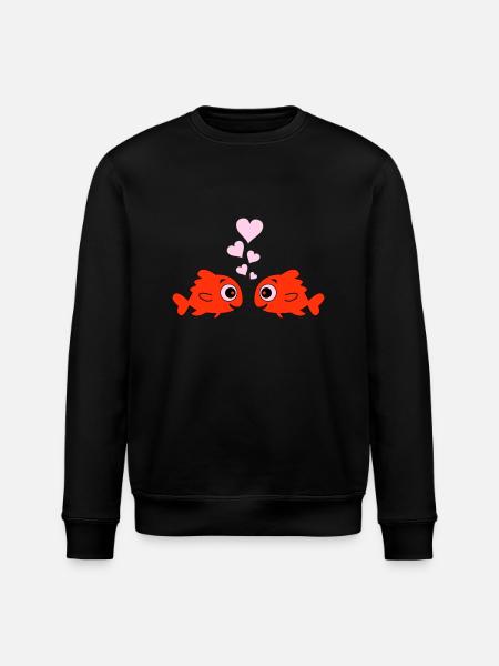 Comic Pisces in Love - Stanley/Stella ROLLER Unisex Organic Sweatshirt - black