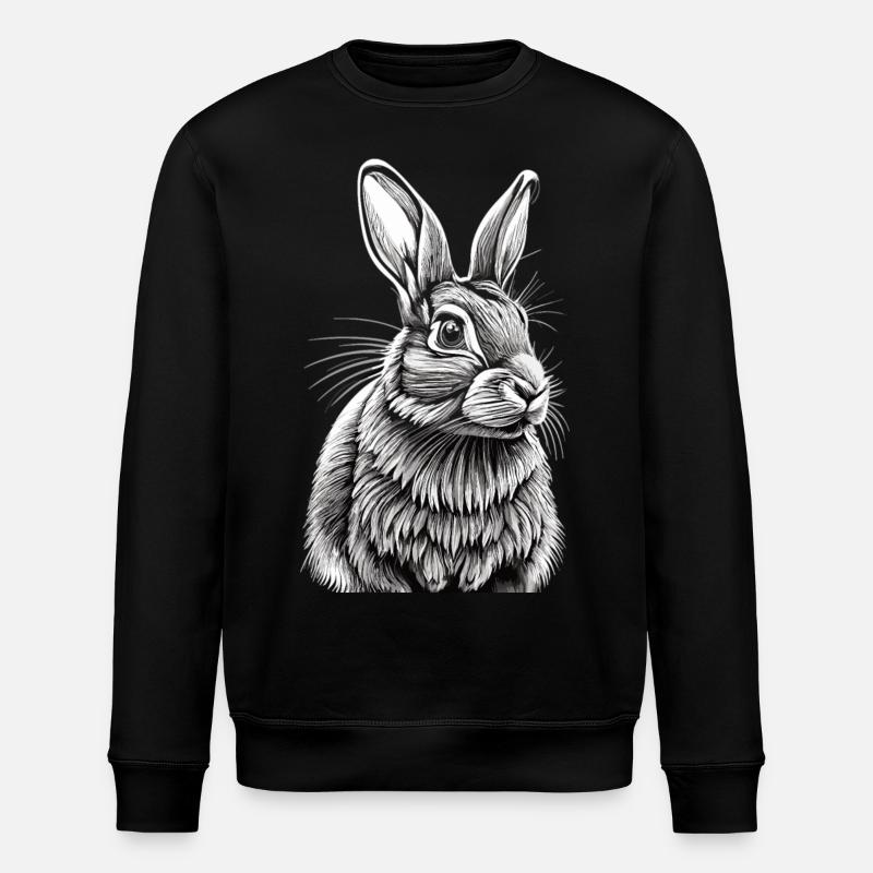 Rabbit Portrait - Stanley/Stella ROLLER Unisex Organic Sweatshirt - black